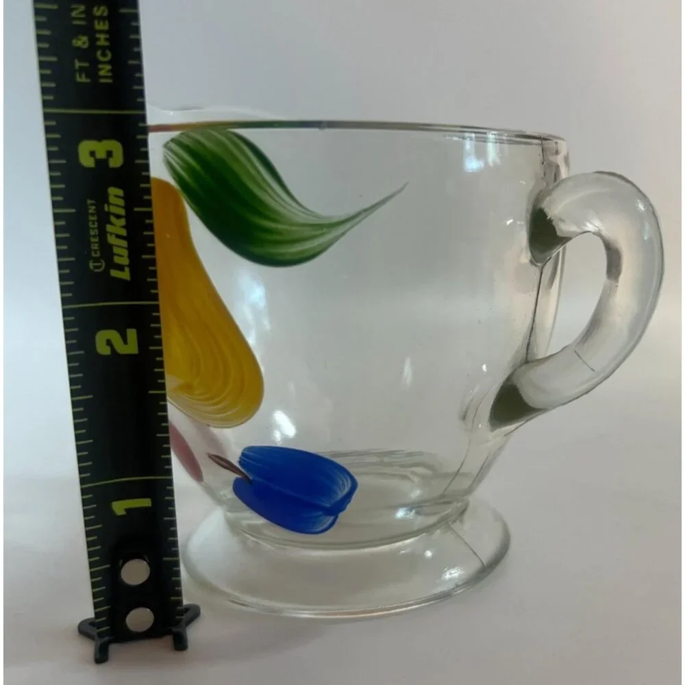 Vtg Hand Painted Glass Creamer Pear Plum Apple‎ colorful grannycore replacement